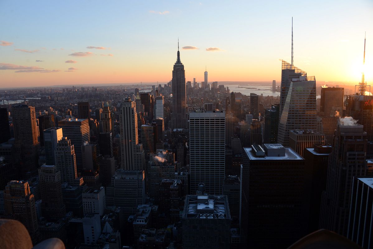 New York City Top Of The Rock 11A South Midtown To Empire State Building To Financial District, Bank of America Tower Just Before Sunset